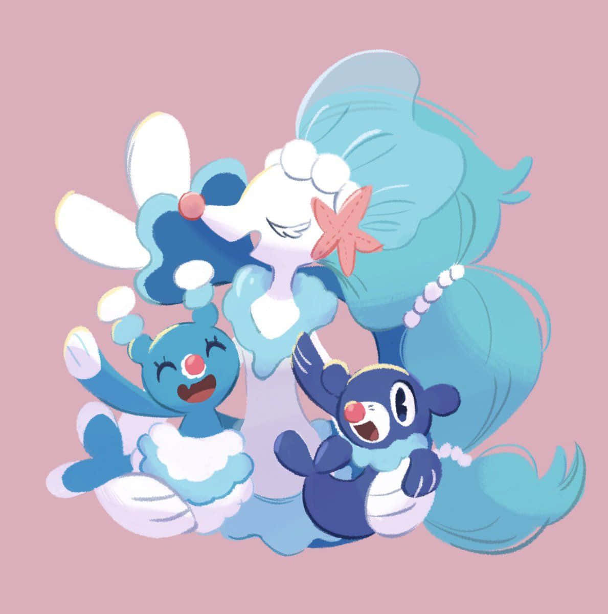 Brionne And Primarina In A Magical Pastel Land Background