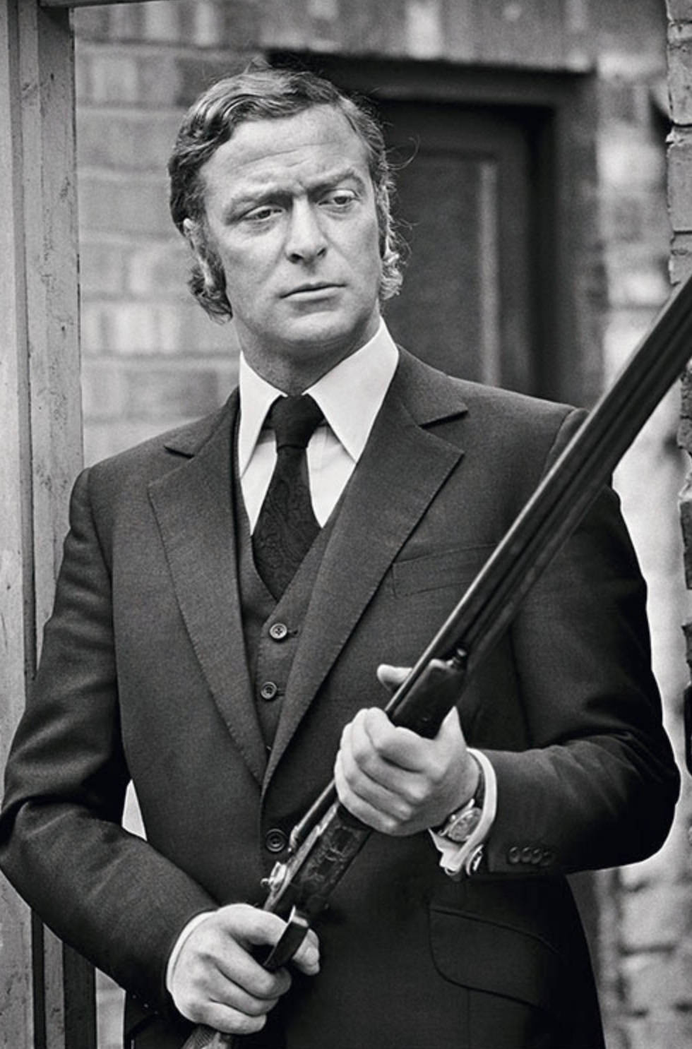 British Actor Michael Caine Get Carter Portrait Shot Background