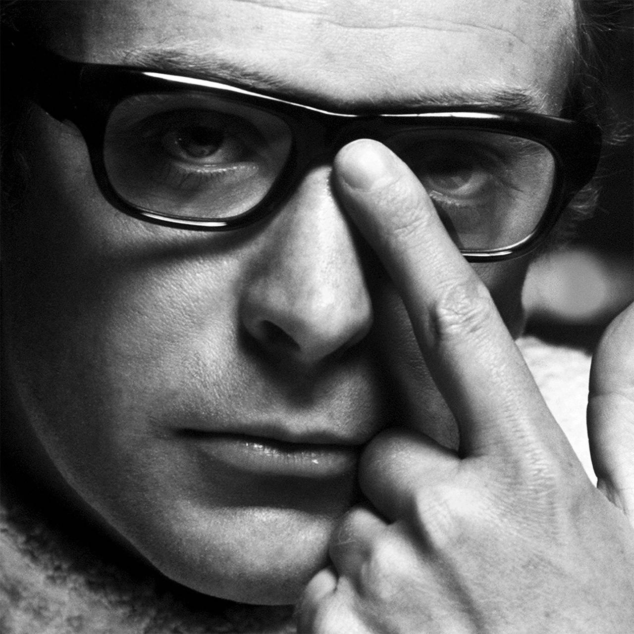 British Actor Michael Caine Monochrome Close Up Shot Background