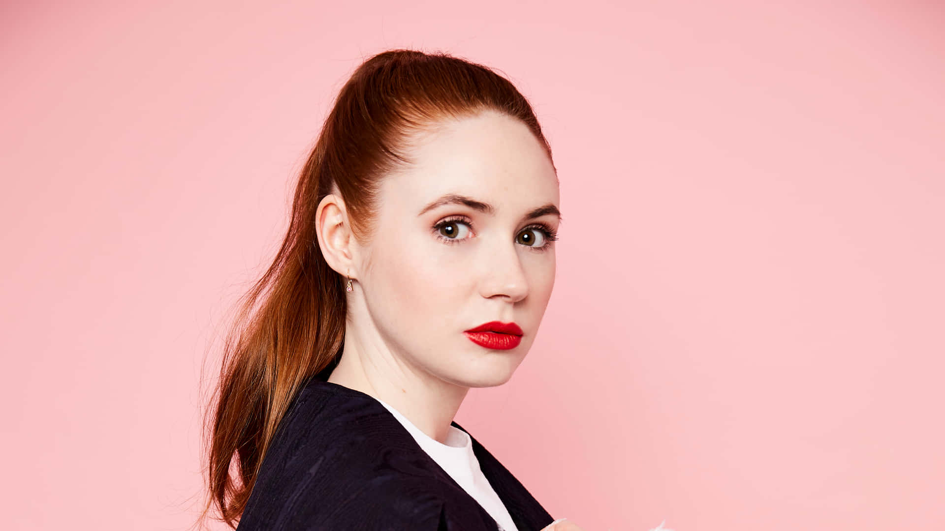 British Actress Karen Gillan Graces The Cover Of Marie Claire February 2021. Background