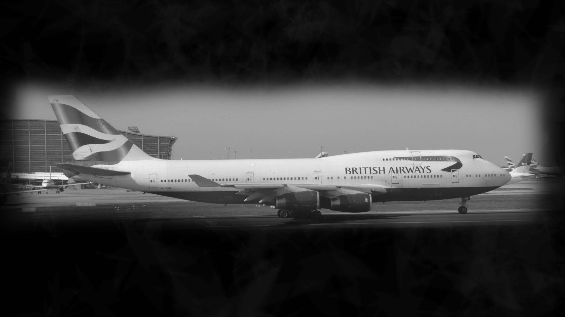 British Airways Airplane Black And White Background