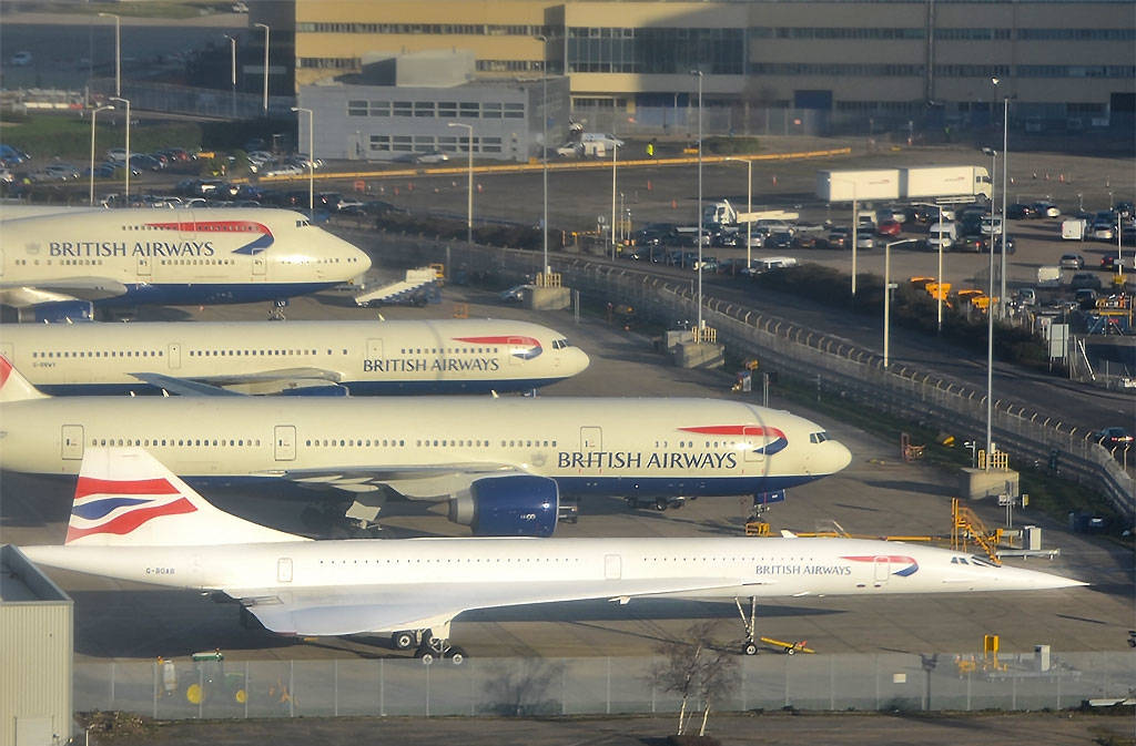 British Airways Fleet On The Runway Background