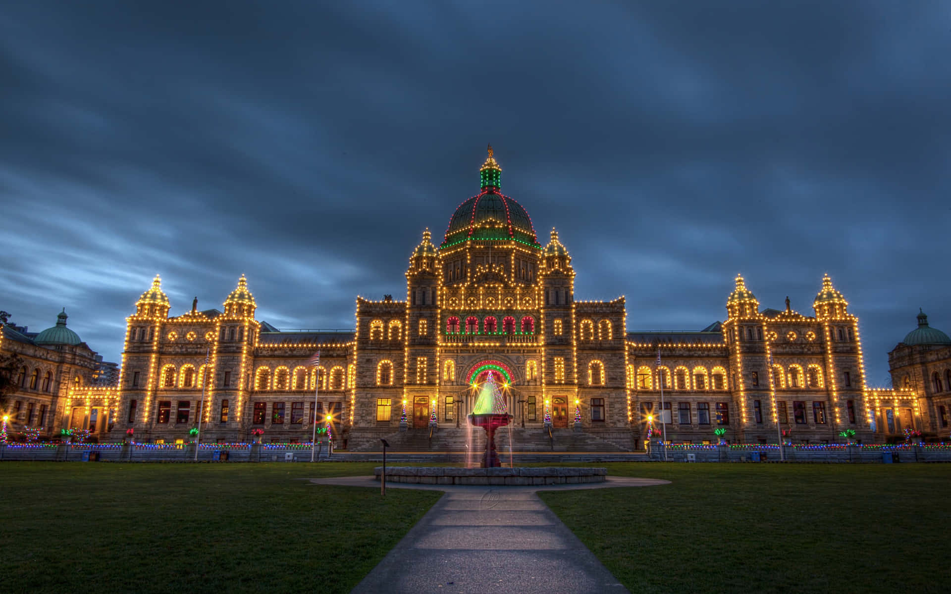 British Columbia Parliament Building Stormy Sky Background