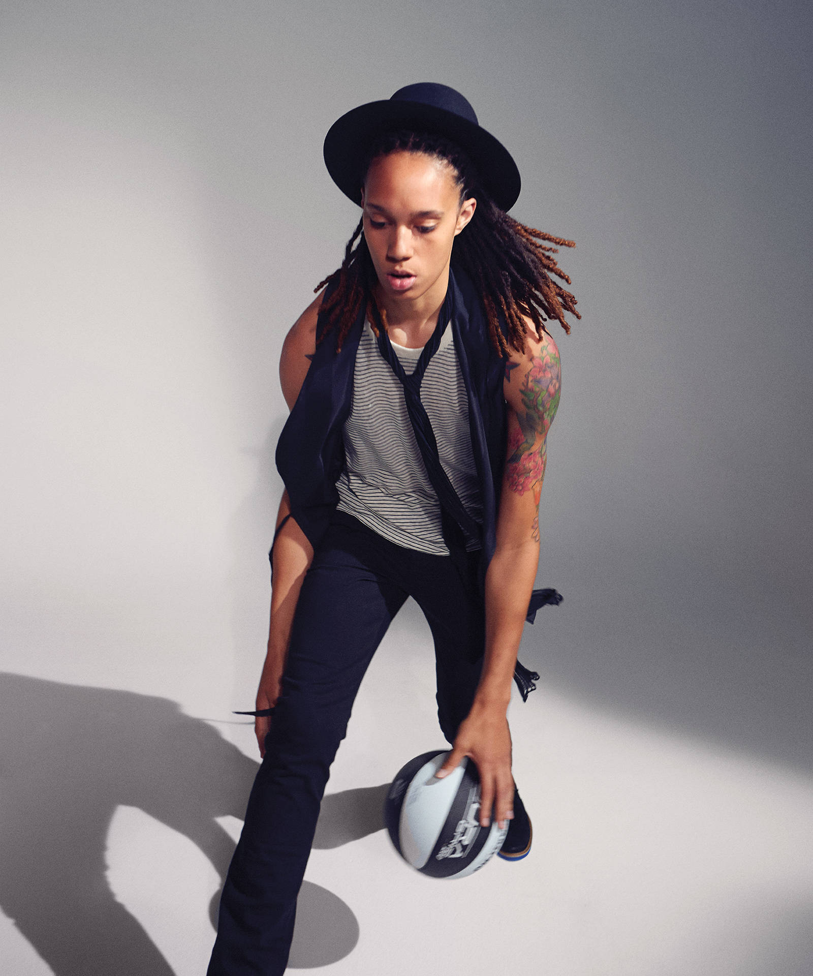 Brittney Griner Hat Dribbling Background