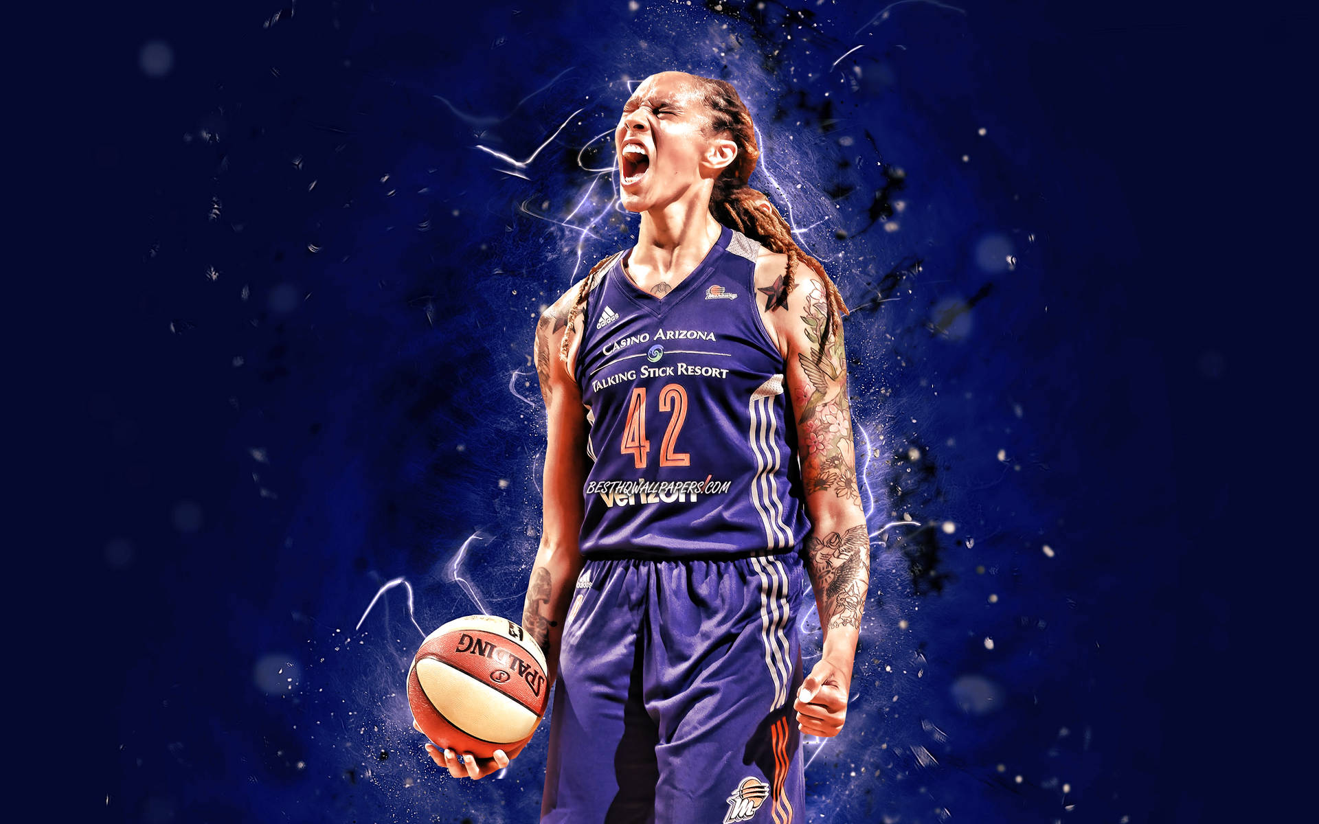 Brittney Griner Phoenix Mercury Blue Background Background