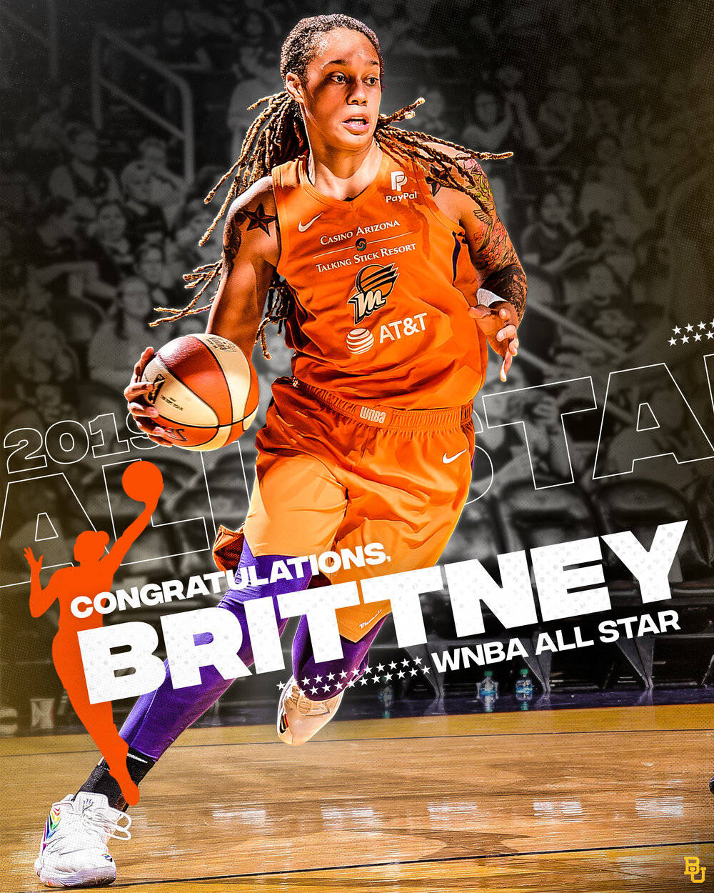 Brittney Griner Phoenix Mercury Orange Jersey Background