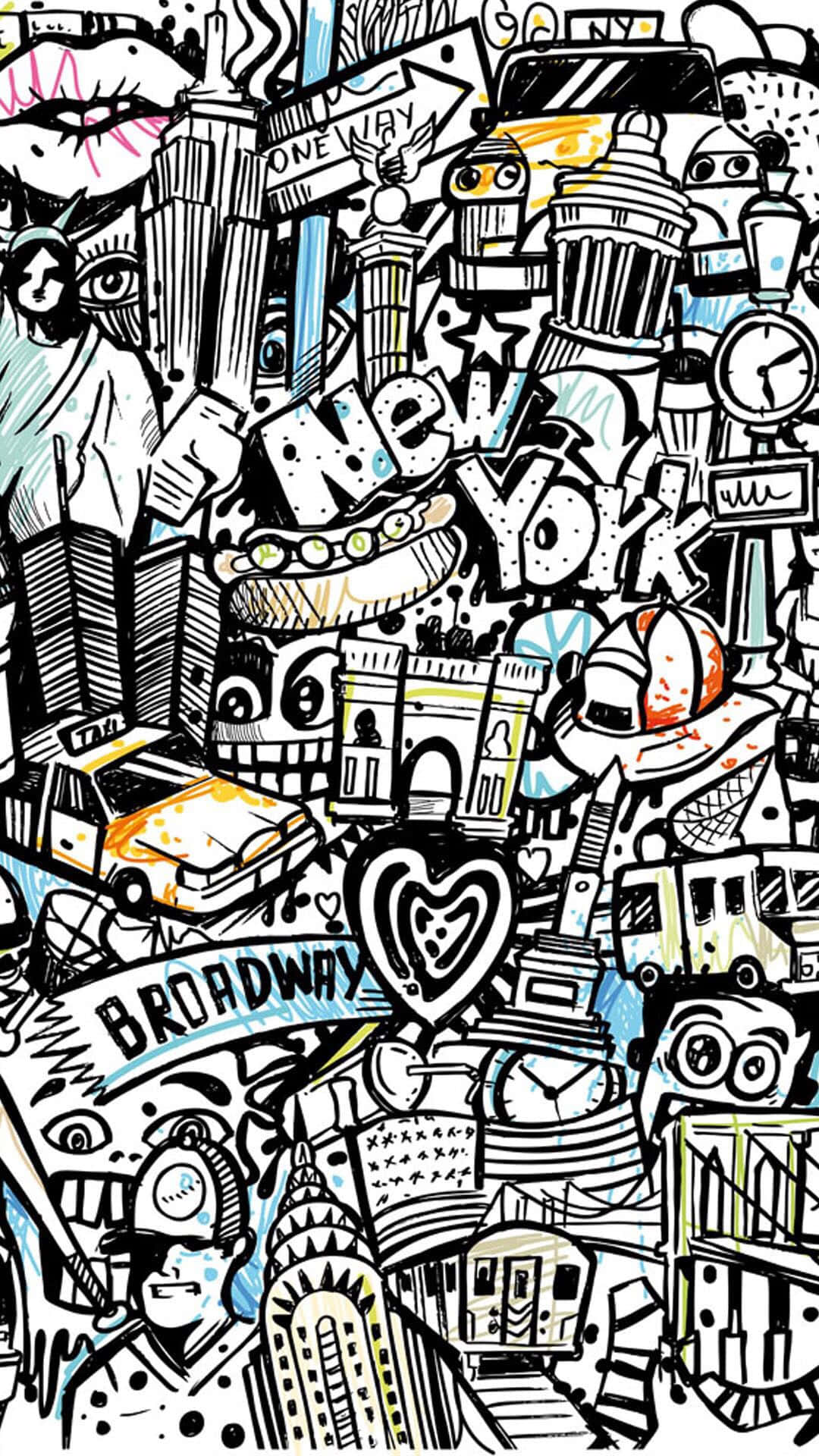 Broadway Doodle Drawing Pop Art Phone Background