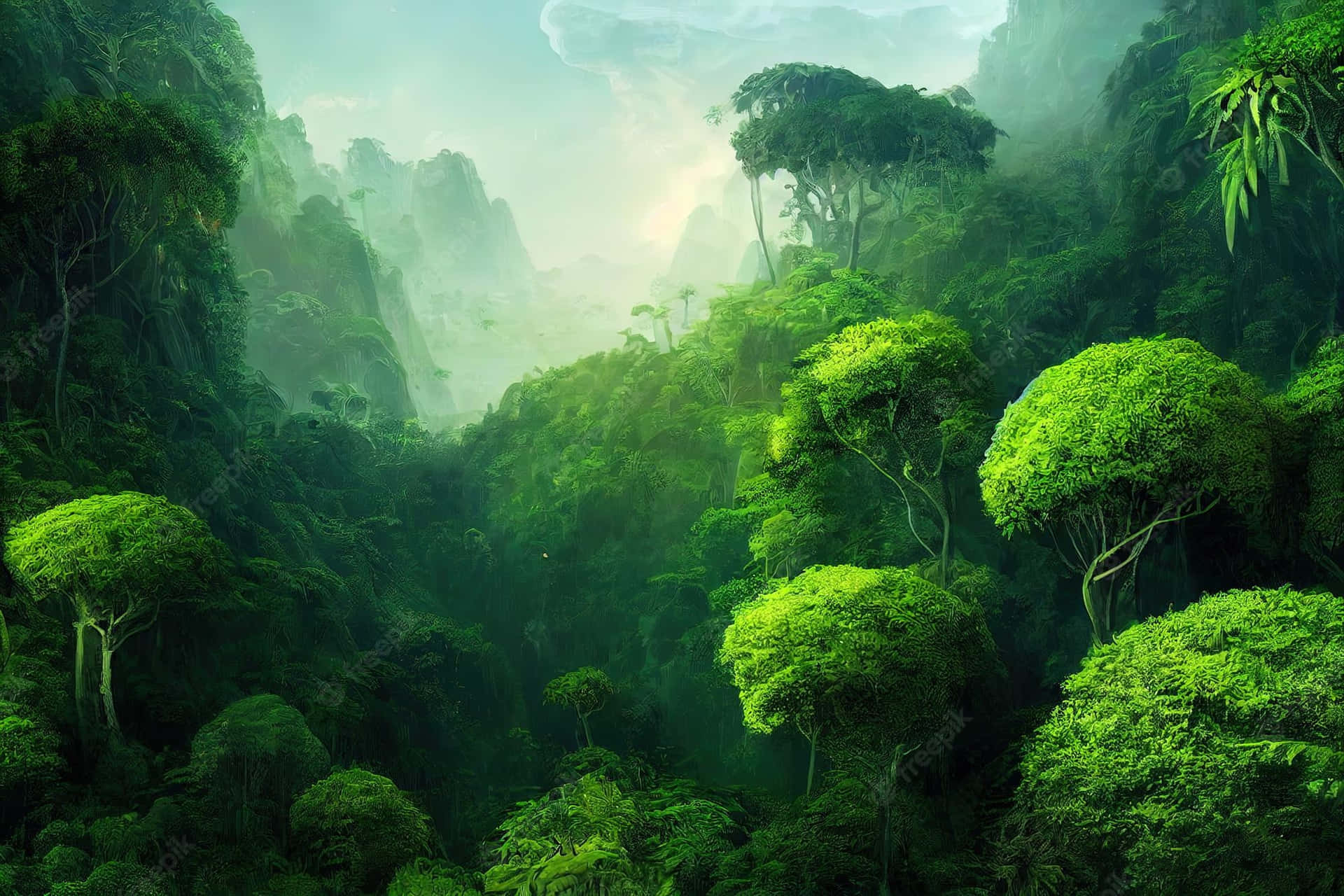 Broccoli-like Trees Of Jungle Desktop Background