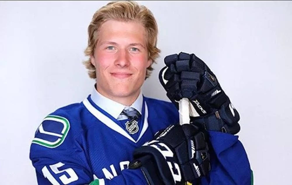 Brock Boeser Ice Hockey Player Portrait Background