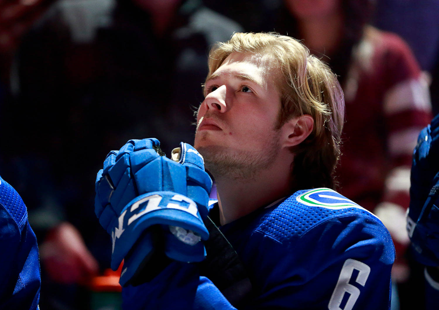 Brock Boeser Listening To National Anthem Background