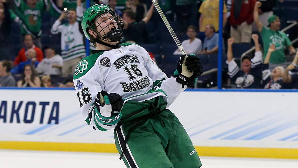 Brock Boeser North Dakota Celebrate Goal Background