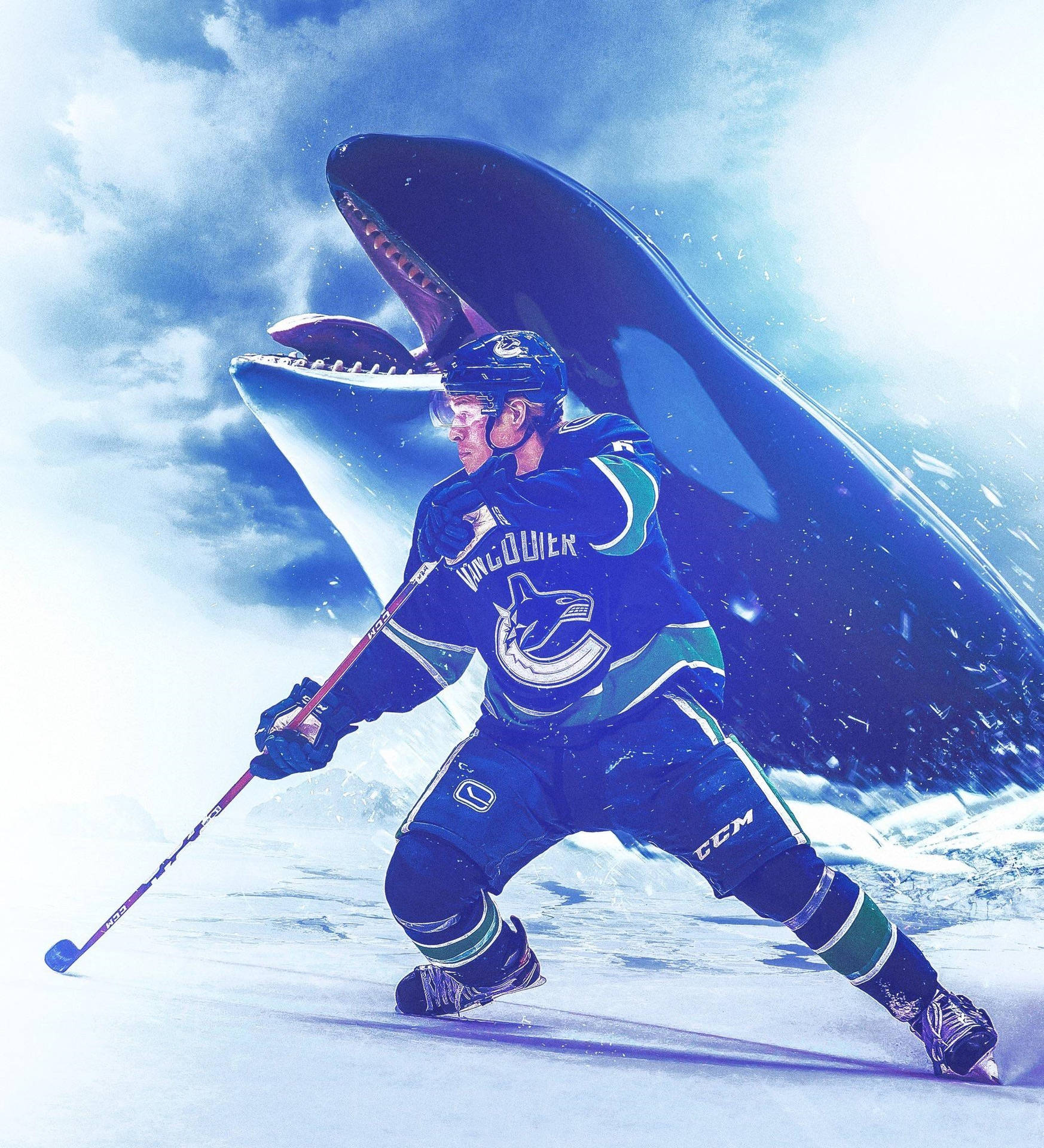 Brock Boeser Vancouver Canucks Orca Whale Background