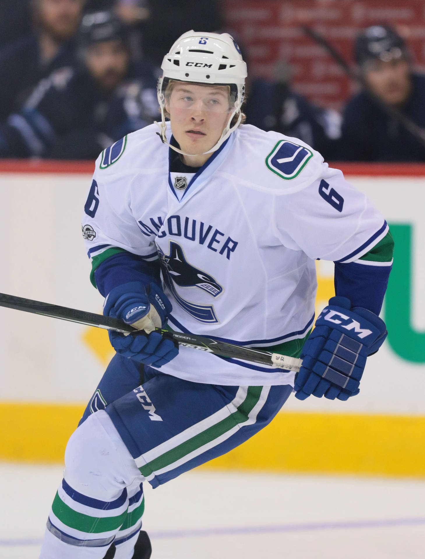 Brock Boeser White Jersey Ice Hockey Game Background