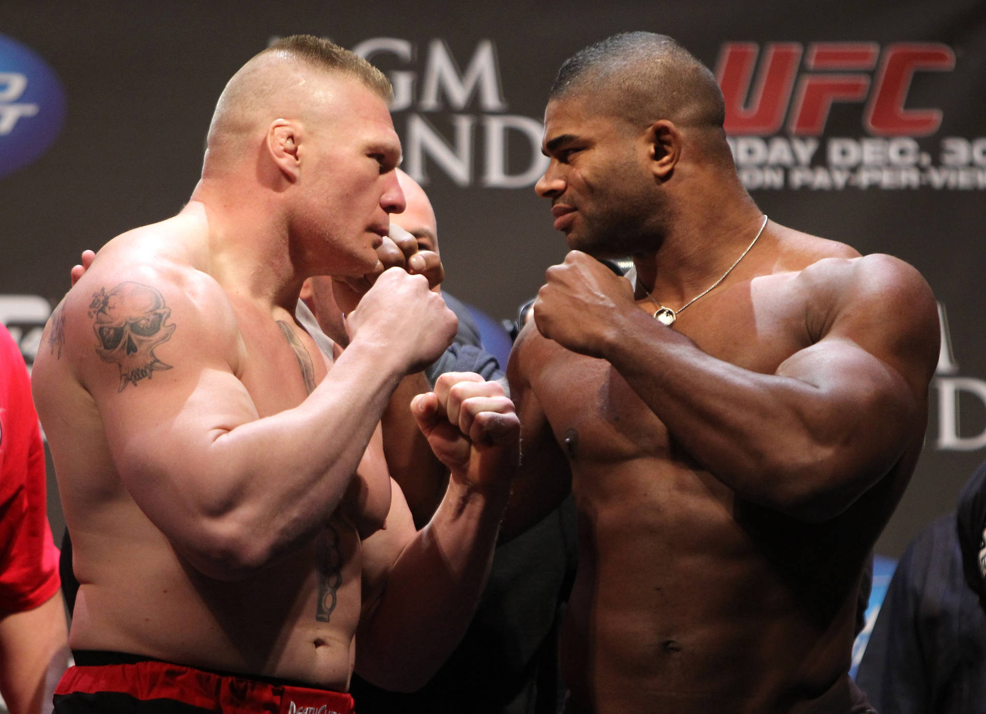 Brock Lesnar Alistair Overeem Face-off Background