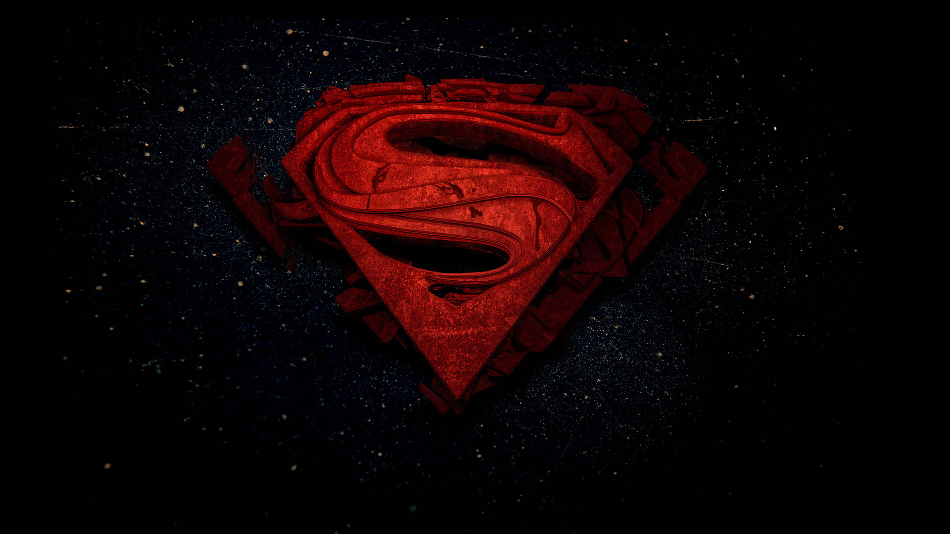 Broken 3d Red Superman Logo Background