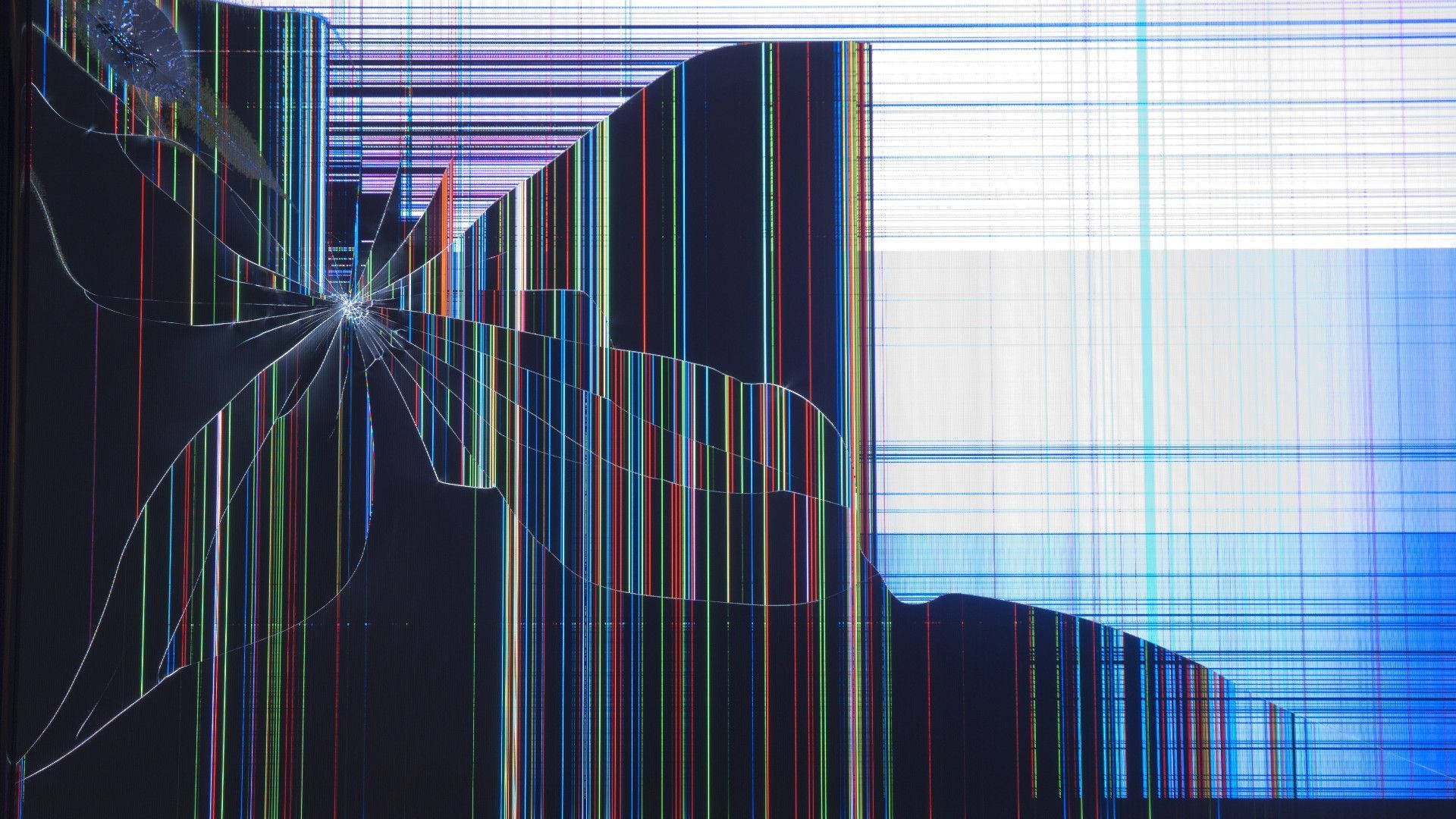 Broken Computer Screen Colorful Lines