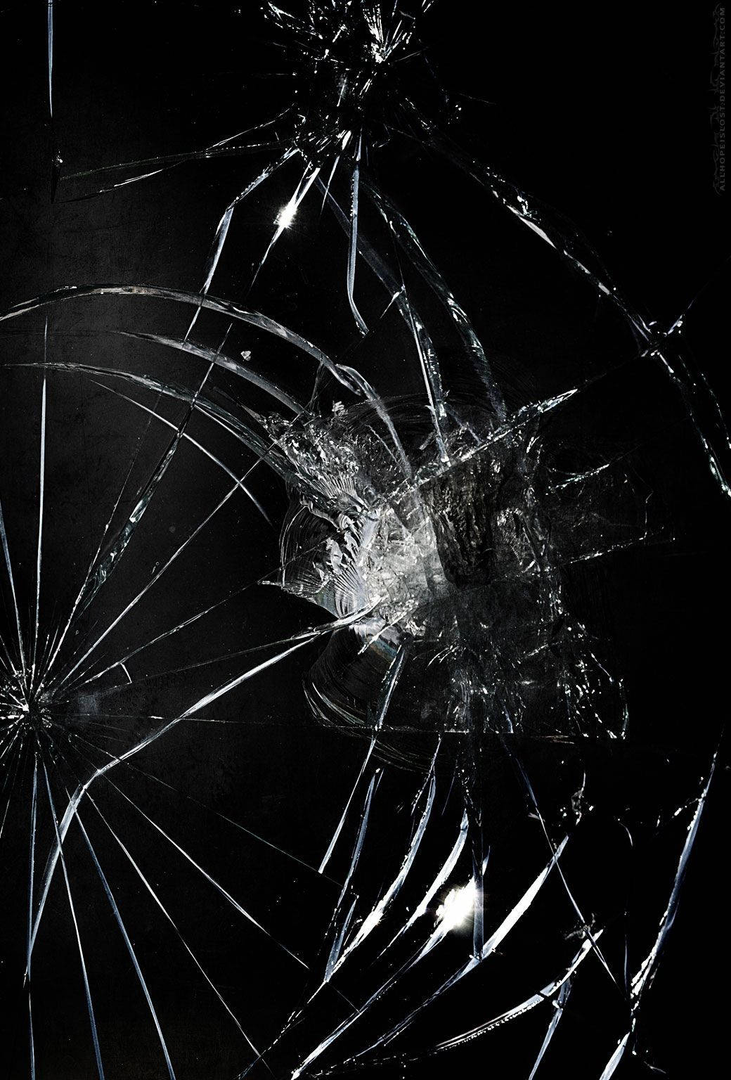 Broken Glass Black Phone Background