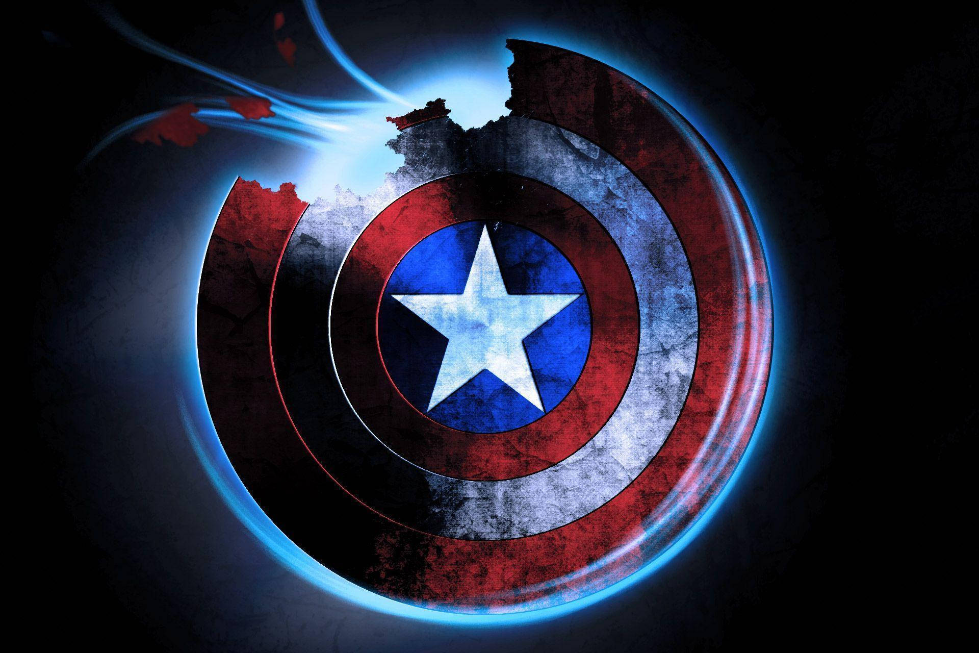 Broken Glowing Captain America Shield Background