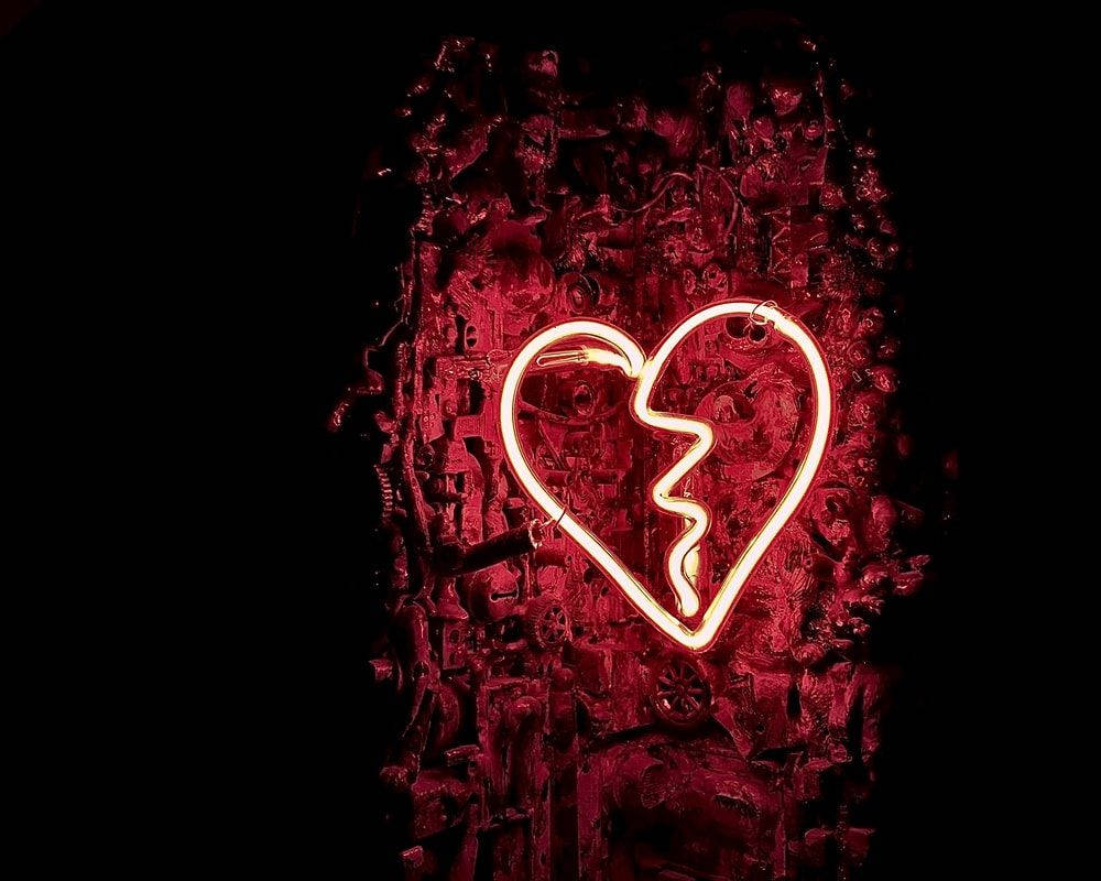 Broken Heart Aesthetic Neon Light Background