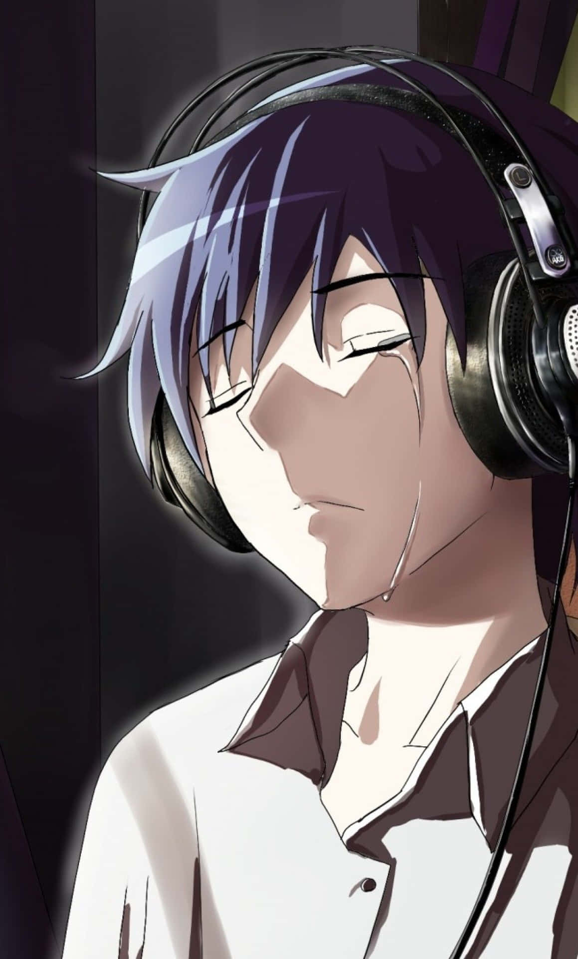 Broken Heart Anime Guy Listening To Music Background