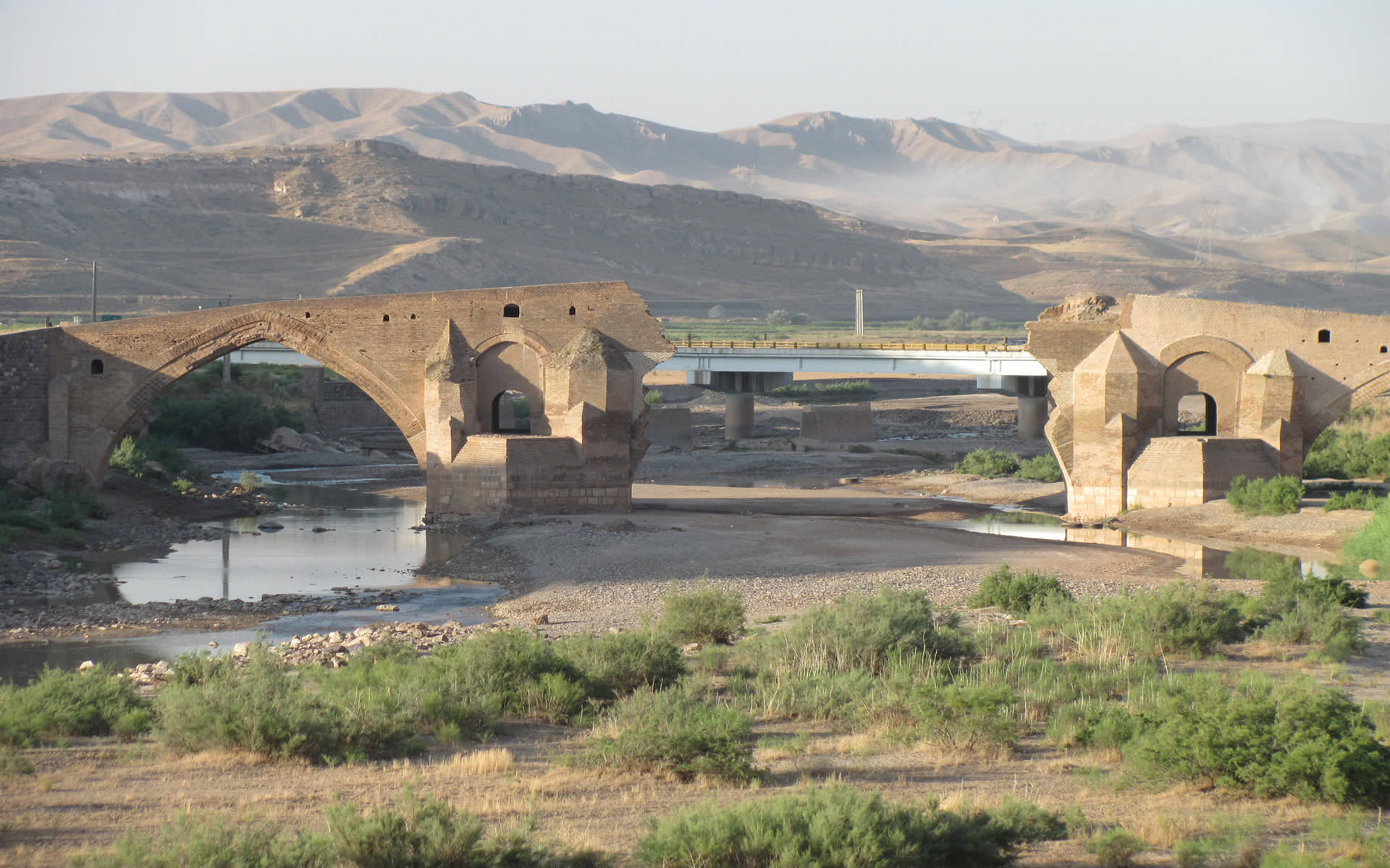 Broken Old Bridge In Iran Background