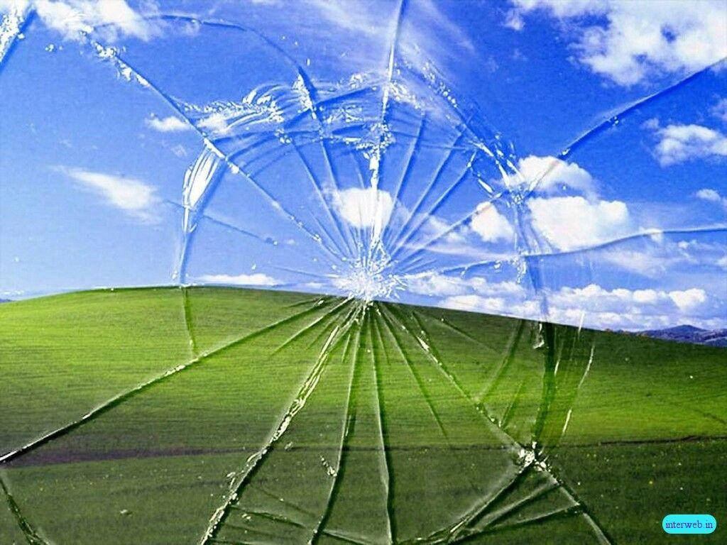 Broken Window Funny Laptop Background