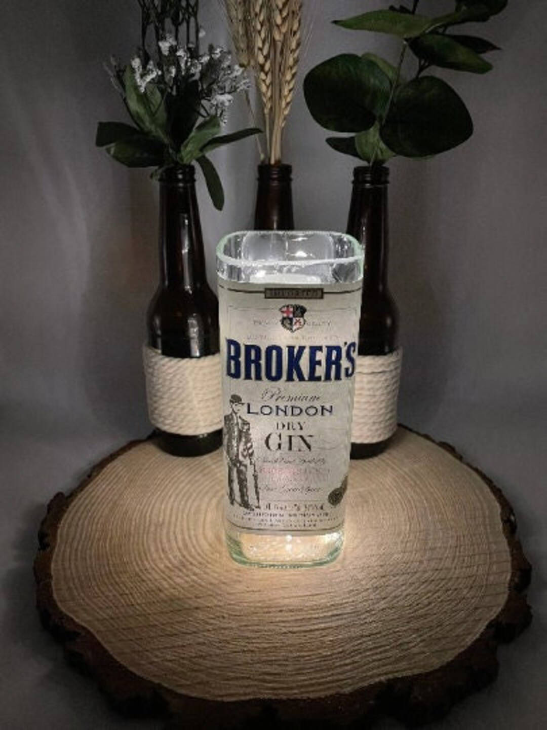 Brokers Gin Bottle Lamp Background