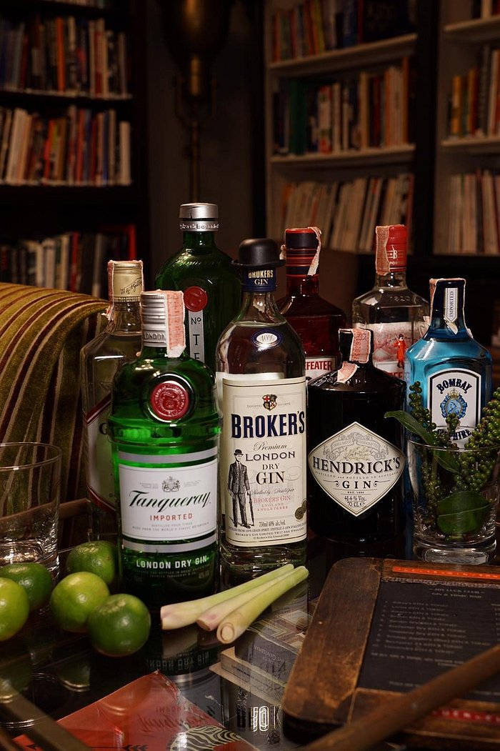 Brokers Gin Cocktail Mixed Ingredients Background