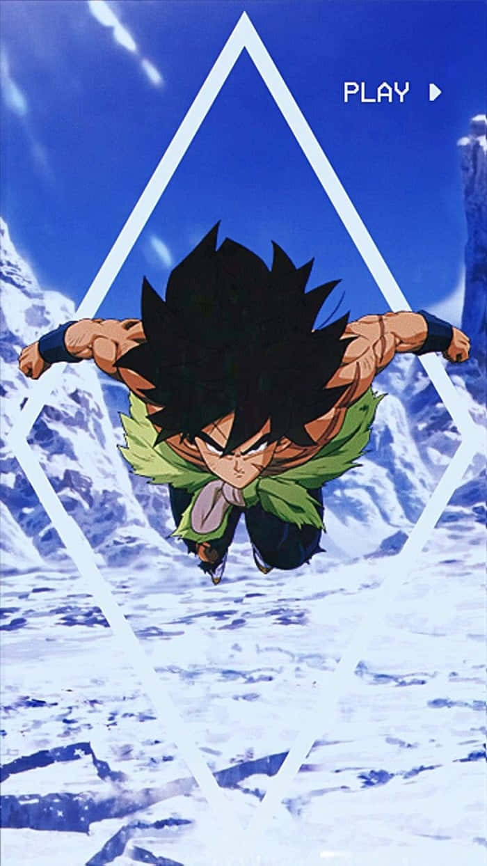 Broly Iphone Flying Above Mountain Background