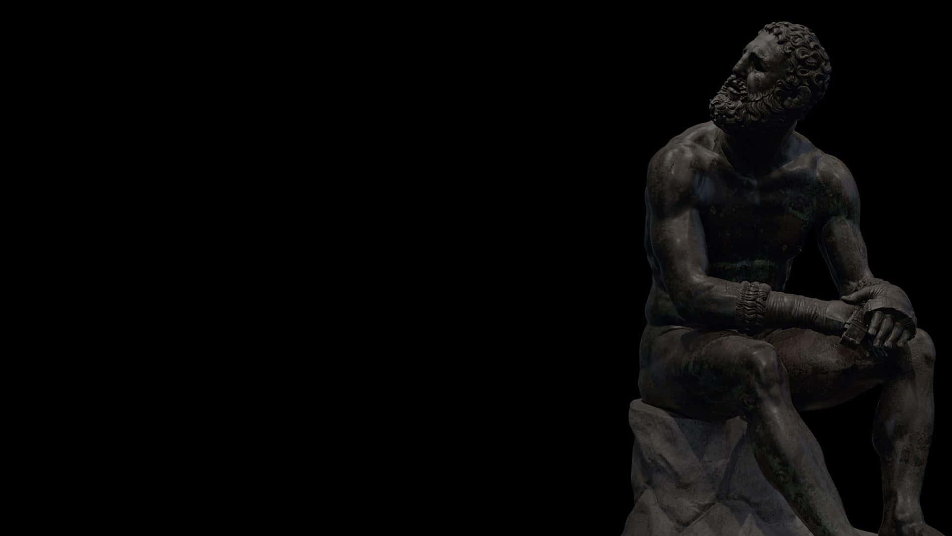 Bronze Statue Thinking Pose Background