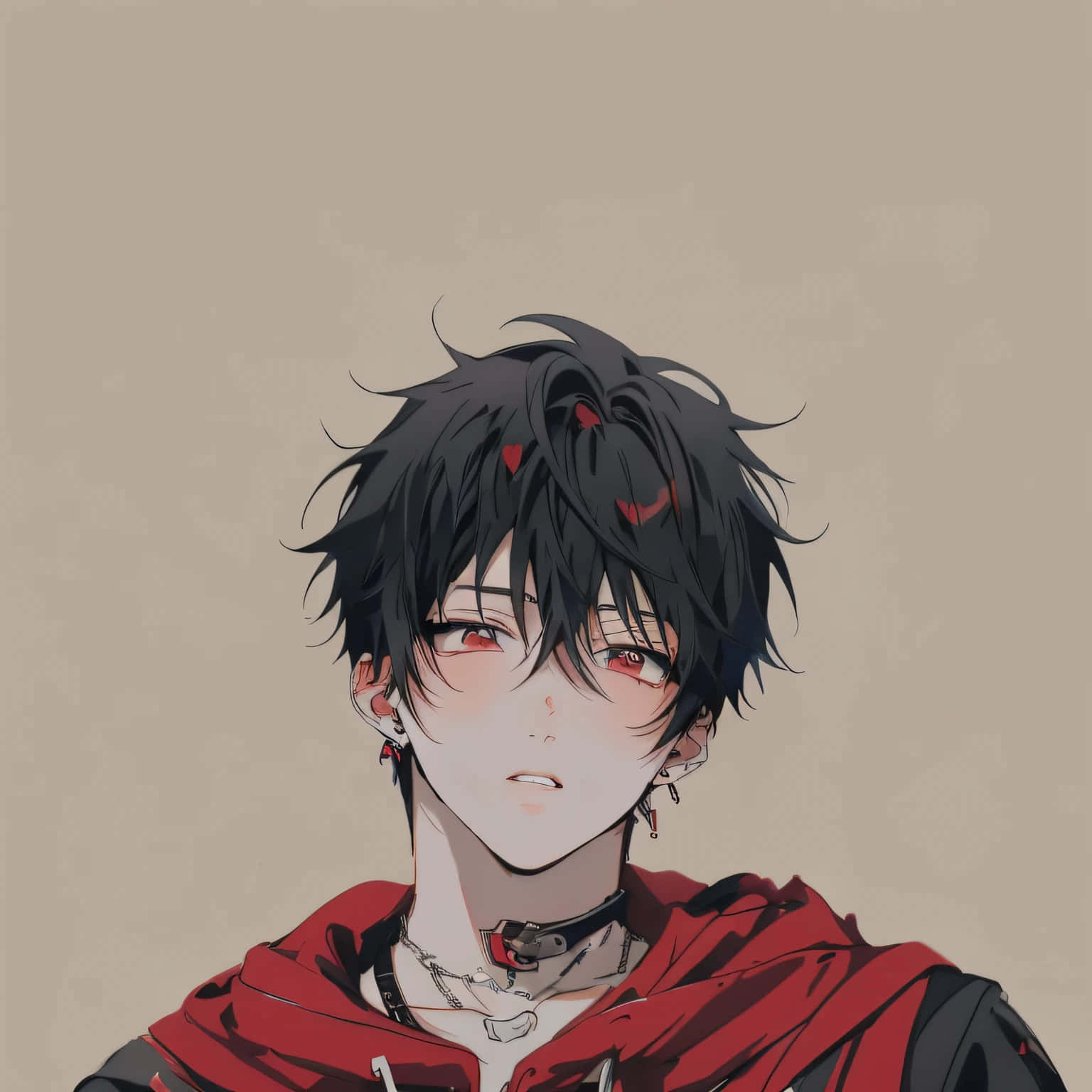 Brooding Anime Boy Black Hair Background