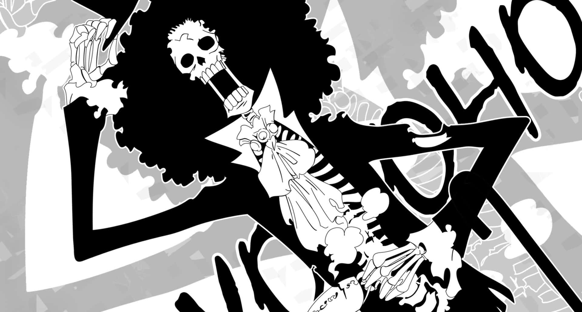 Brook From One Piece Black And White Background