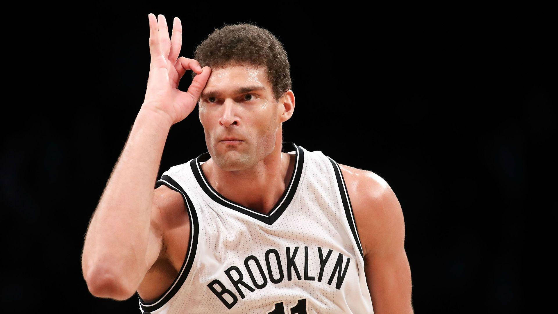 Brook Lopez 3-point Hand Gesture Background