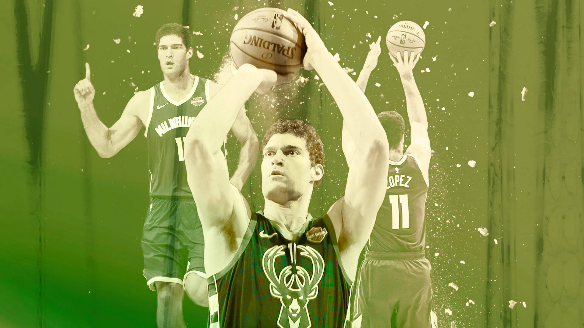 Brook Lopez In Green Aesthetic Background