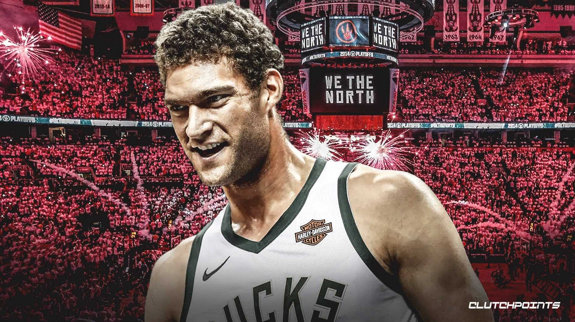 Brook Lopez In Red Aesthetic Arena Background