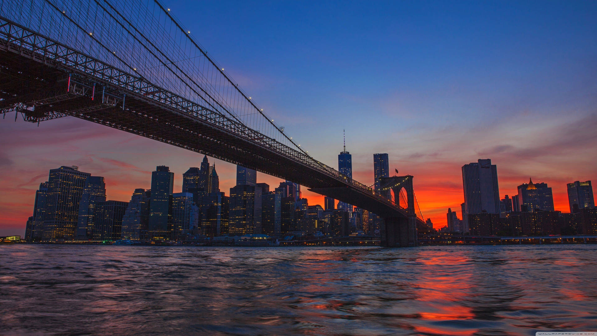 Brookly Bridge Sunset New York Computer Background