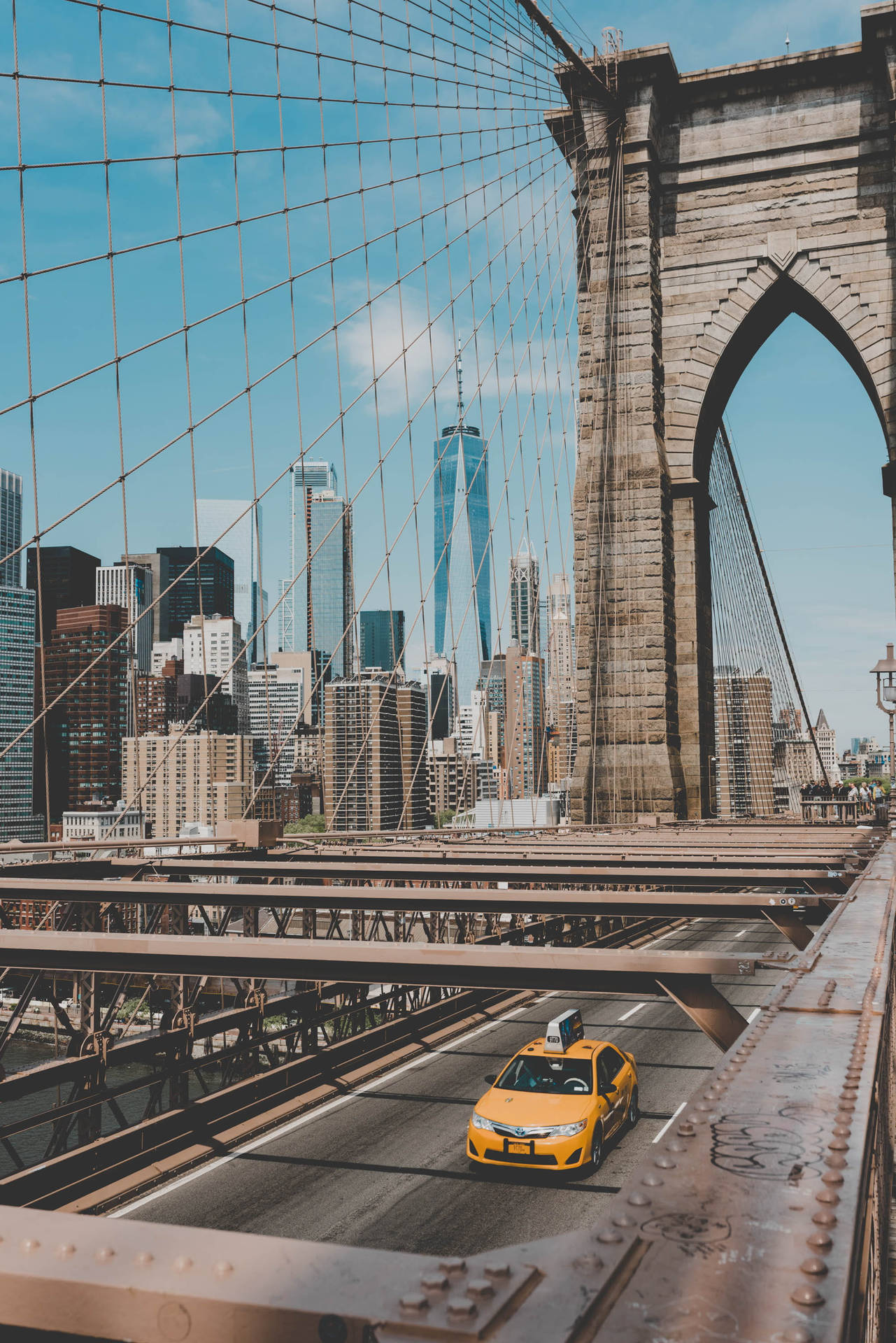 Brooklyn Bridge And Car Background