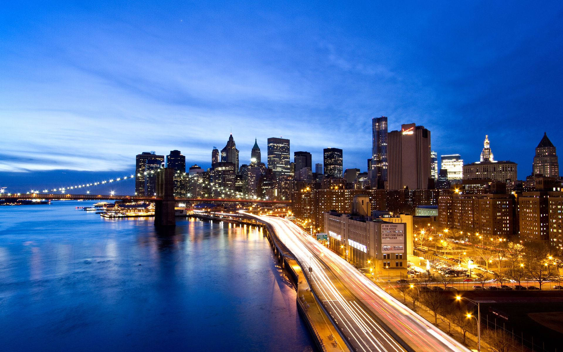 Brooklyn Bridge And New York Skyline