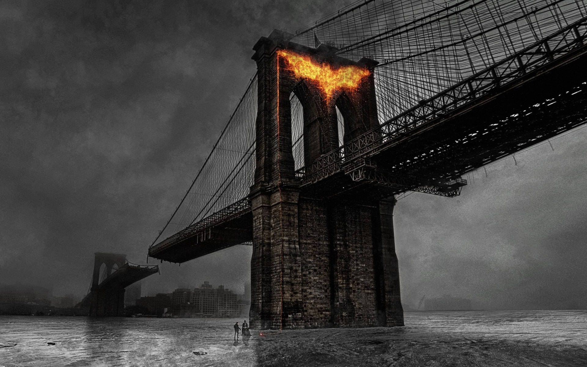 Brooklyn Bridge Batman Signal Background