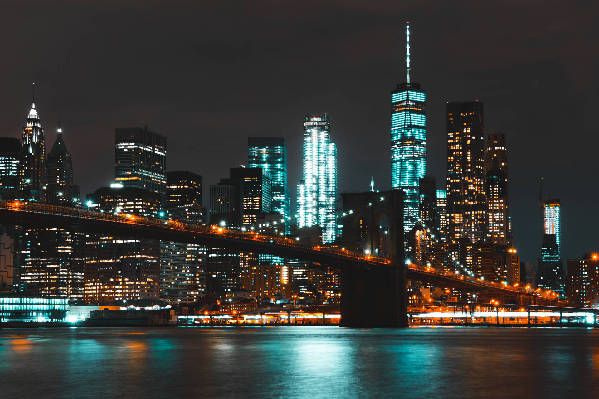 Brooklyn Bridge Night City Background