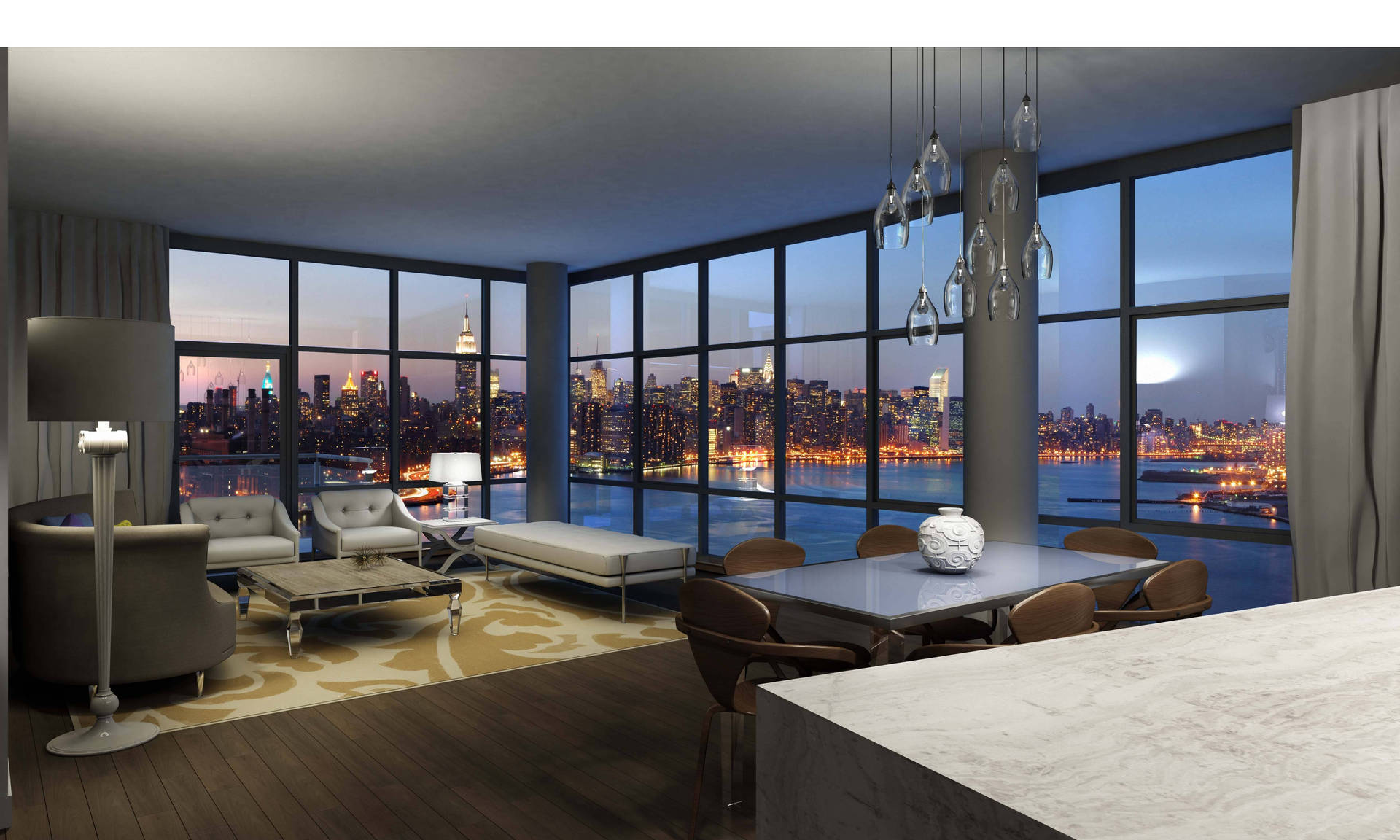 Brooklyn Hudson River Penthouse Interior Design Background