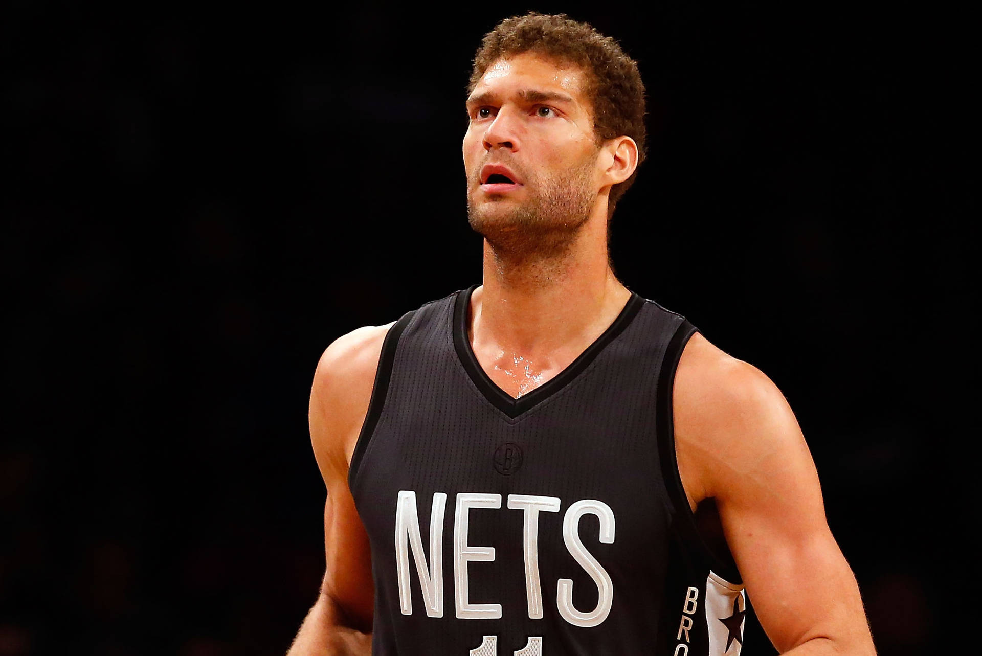 Brooklyn Nets Brook Lopez Focus Look Background