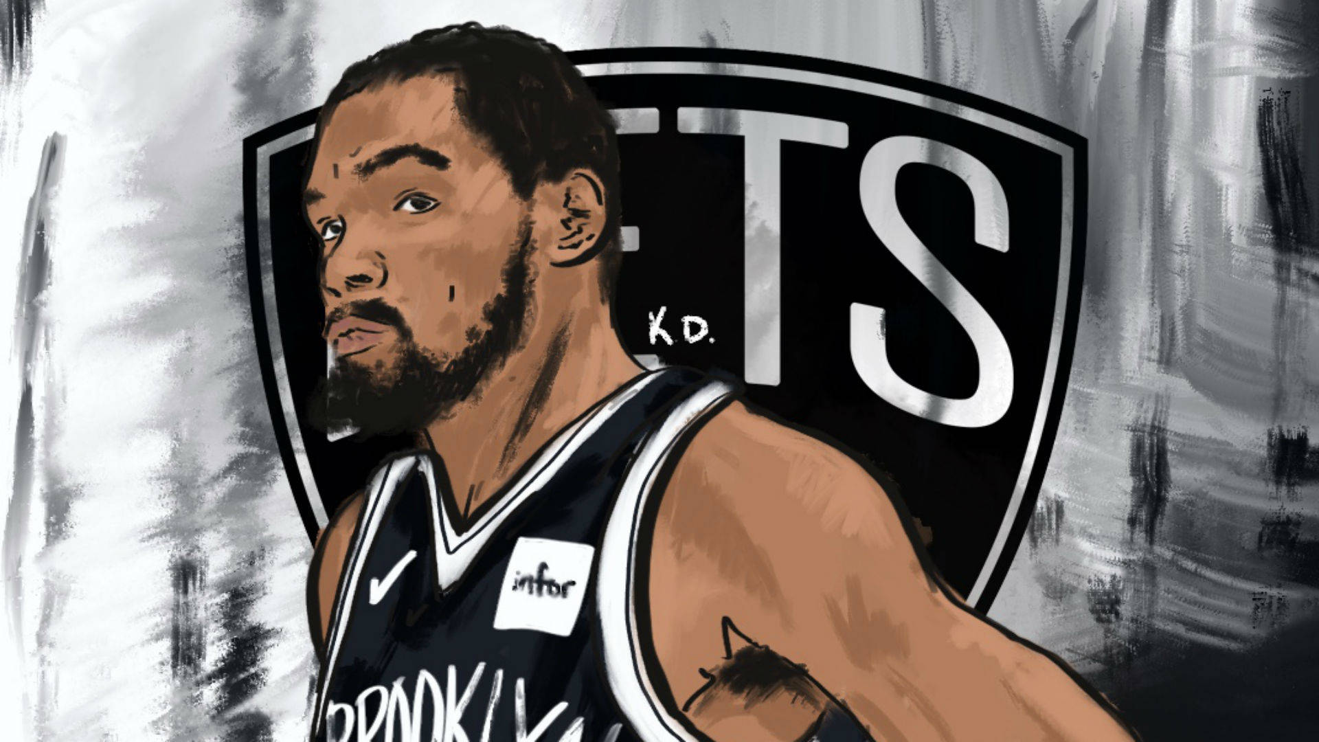 Brooklyn Nets Kevin Durant Graphic Sketch Background