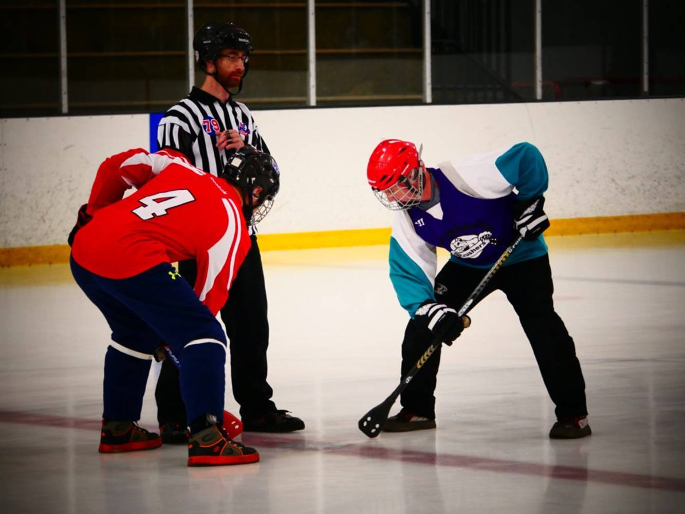 Broomball Blue And Red Team Background