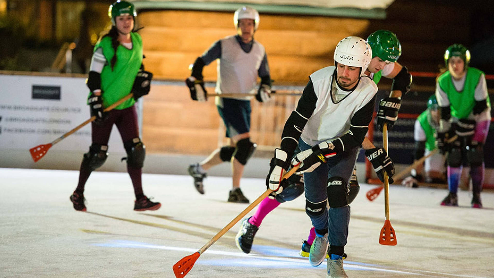 Broomball Green And White Team Background