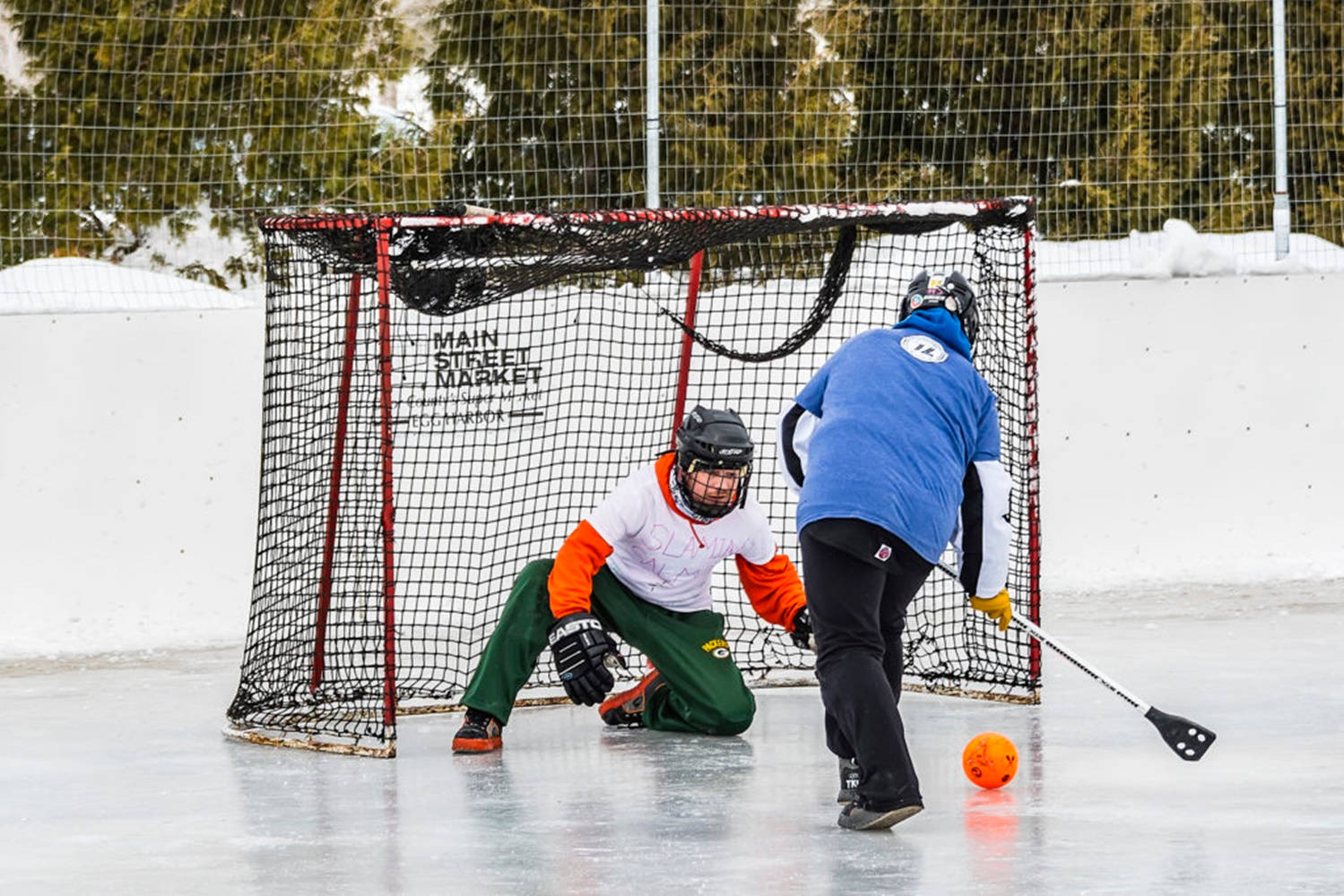 Broomball White And Blue Team Background