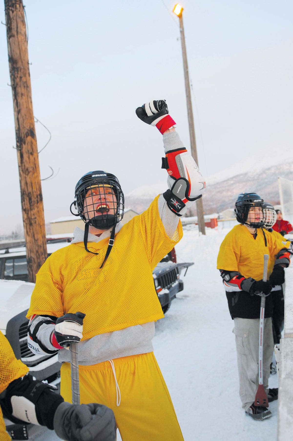 Broomball Yellow Team Player Background