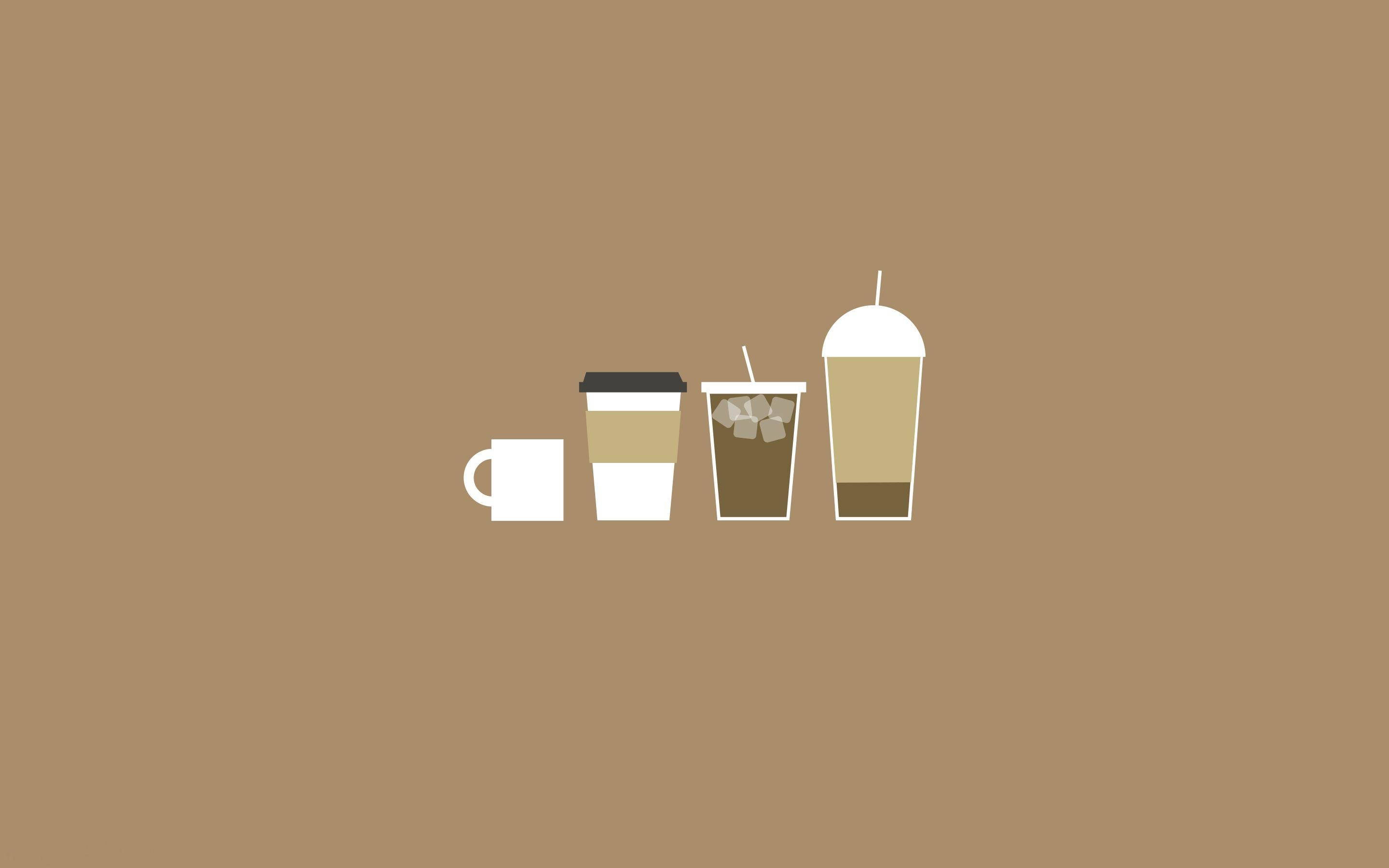 Brown Aesthetic Coffee Illustration Laptop Background