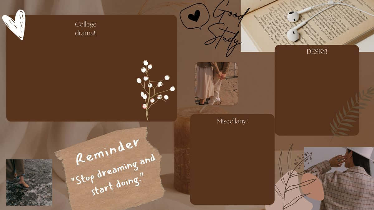 Brown Aesthetic Collage Desktop Background Background