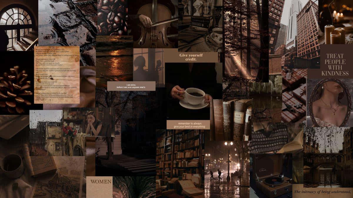 Brown Aesthetic Collage Desktop Background